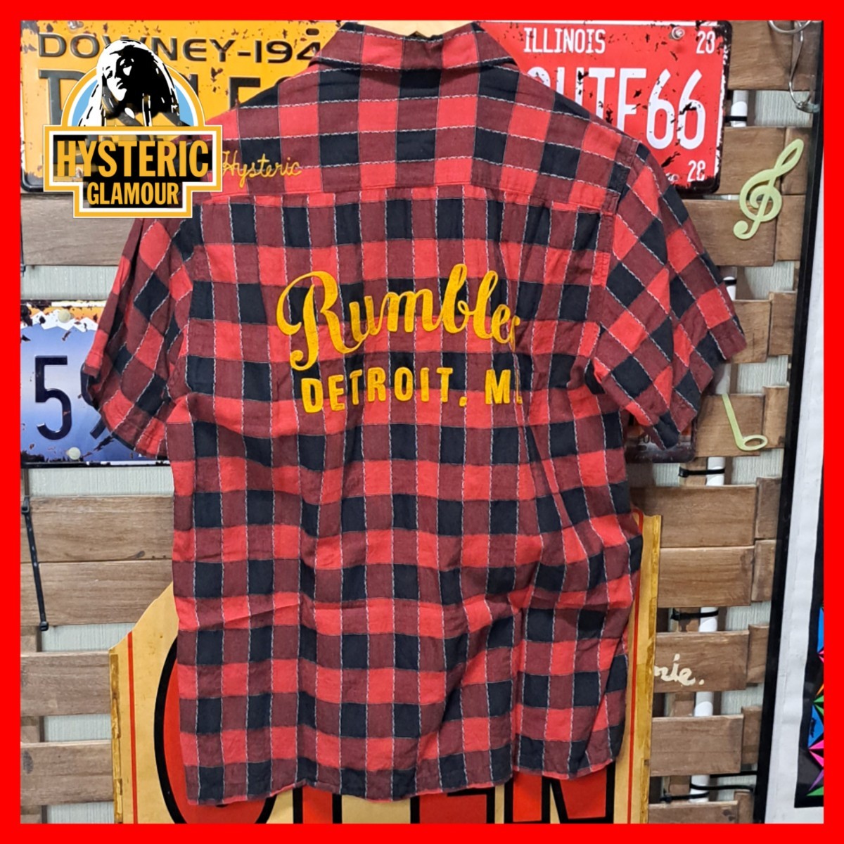 [linen.]HYSTERIC GLAMOUR Hysteric Glamour u- man вышивка короткий рукав проверка фланель рубашка M