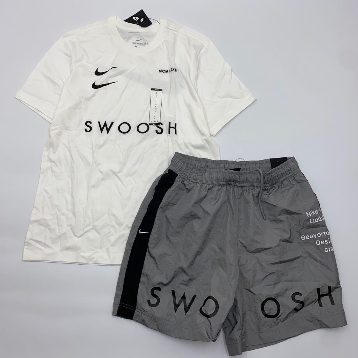 NIKEナイキ　SWOOSH Tシャツ&ウーブンショーツ　DH0030-100 DD1093-073 灰　L_画像1