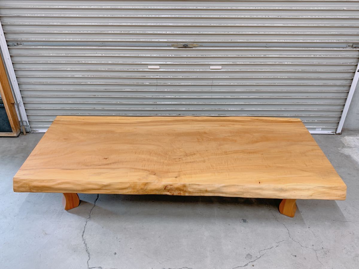 中古 一枚板テーブル 座卓 座卓机 和家具 一枚板 テーブル 机 W205×D93×H35cm 引取歓迎/茨城 0920か3 M 家E_画像1