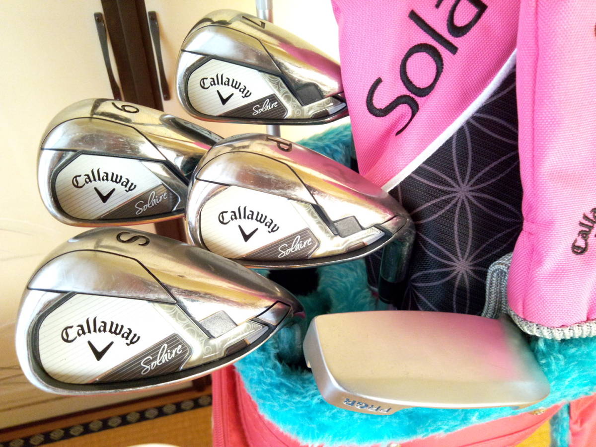 良品 Callaway キャロウェイ ソレイユ レディースゴルフセット マンシングウエアピンクかわいいバッグ付き