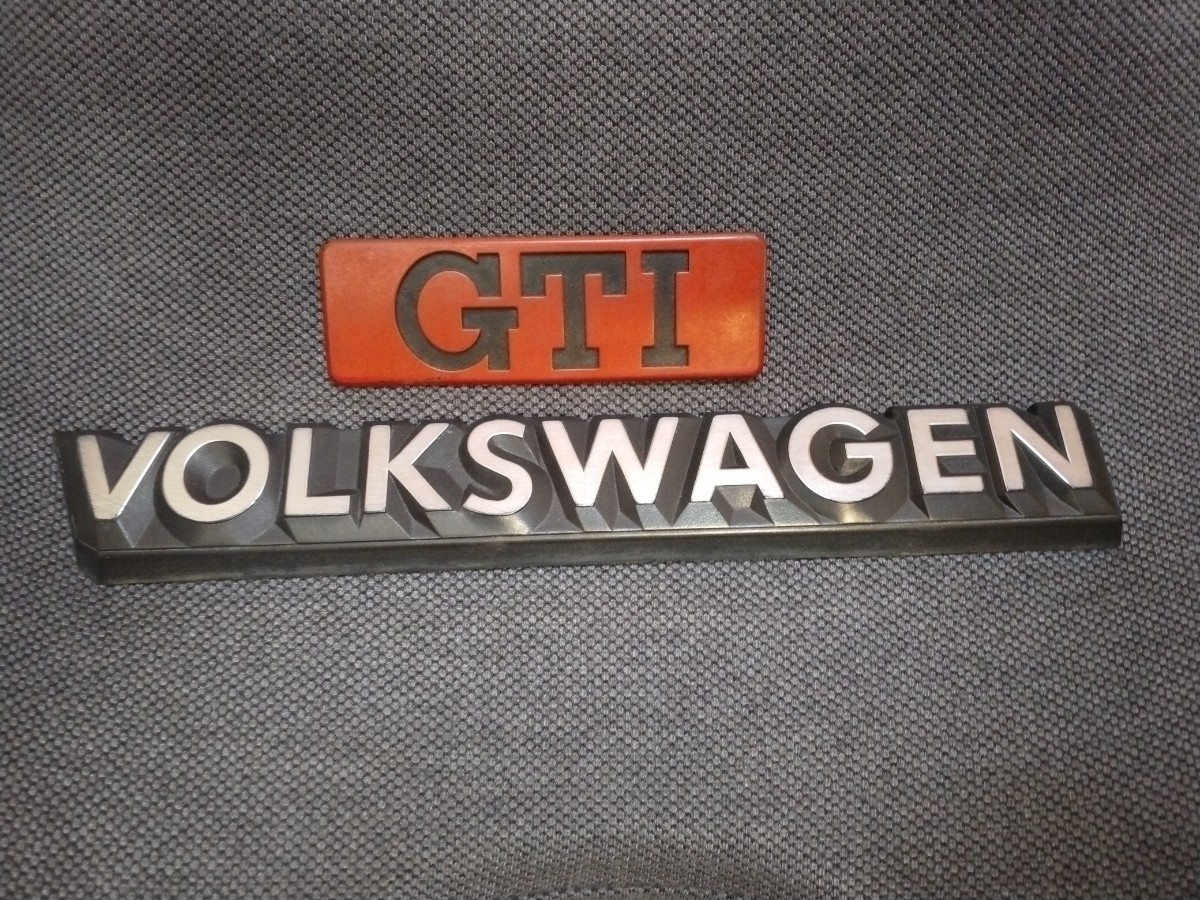 エンブレム GTI VW ビンテージ Volkswagen フォルクスワーゲン 20cm クラシック ビートル VW 空冷 中古_画像1