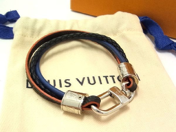 # as good as new # LOUIS VUITTON Louis Vuitton M6423D Damier gla Fit brass reLVto Rebel bracele accessory black group AN8475