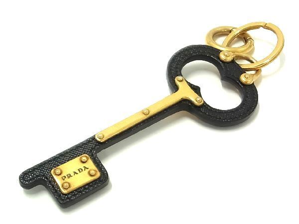 # beautiful goods # PRADA Prada safia-no leather key motif charm key holder lady's black group × gold group AN2722