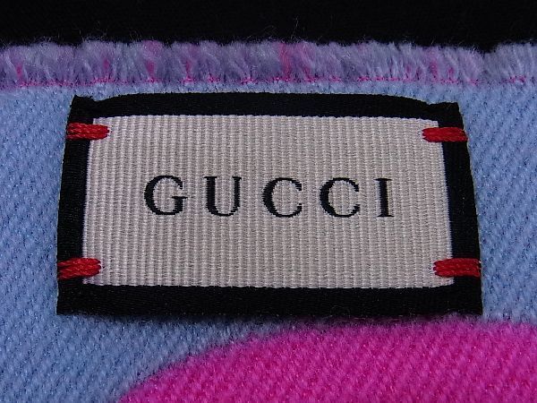 # new goods # unused # GUCCI Gucci GG Jaguar do wool × silk muffler stole lady's pink series × blue group AR2913