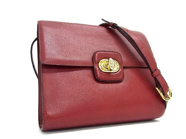 1円 ■美品■ DELVAUX デルヴォー レザー ショルダーバッグ クロスボディ 肩掛け レディース ボルドー系 AR7312_画像1