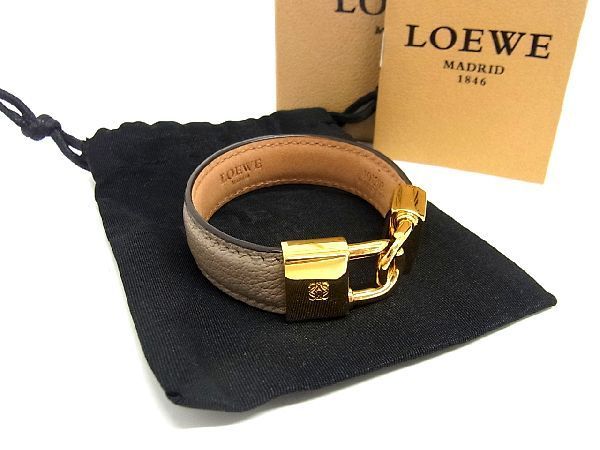 1円 □美品□ LOEWE ロエベ アナグラム カデナ レザー ブレスレット