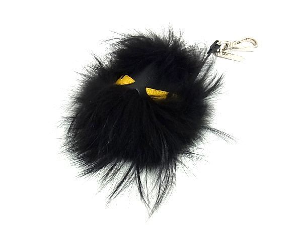 # as good as new # FENDI Fendi bag bagz Monstar fur × leather bag charm key holder black group AR5812