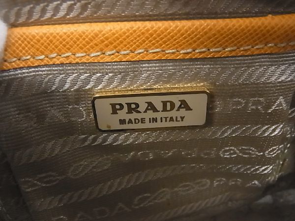 ■極美品■ PRADA プラダ サフィアーノレザー 2WAY クロスボディ ショルダー ハンドバッグ ミニバッグ レディース オレンジ系 AP8069_画像9