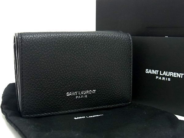 ■新品■未使用■ SAINT LAURENT サンローラン レザー 三つ折り 財布 ウォレット メンズ レディース ブラック系 AP7968