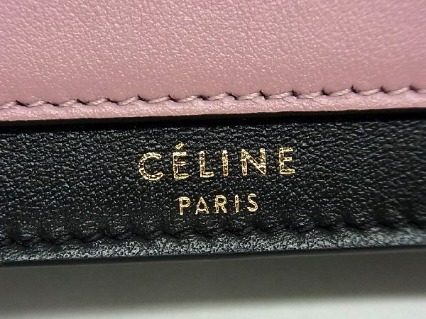 ■新品同様■ CELINE セリーヌ レザー カードケース マルチケース 小物入れ レディース ブラック系×ピンク系 AS2501_画像5