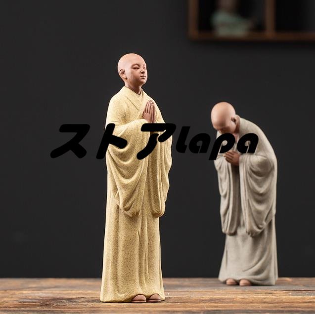 強くお勧め 紫砂禅意和尚禅意事務室の置物陶芸作品2体 L1367_画像1