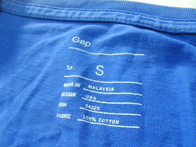 ssy7108 GAP ギャップ 長袖 Tシャツ カットソー ブルー ■ 無地 ■ Vネック シンプル コットン100 Sサイズ_画像9