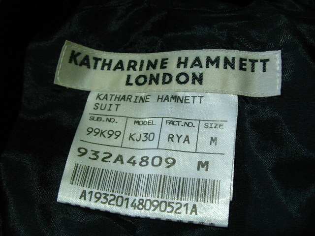 ssy7204 KATHARINE HAMNETT LONDON テーラードジャケット グレー ■ 2つボタン ■ 薄手 Mサイズ キャサリンハムネット_画像9