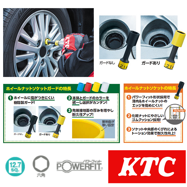 KTC 12.7sq インパクト用 ホイールガードソケット 21mm BP49-21G KTC 樹脂製ガード付き ゴムクッション付き_画像3