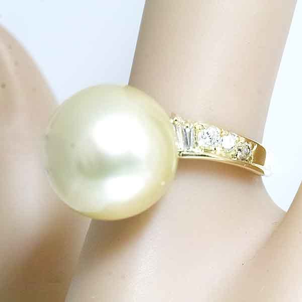 話題の人気 0.30ct ダイヤモンド 13.3mm 南洋真珠 18金イエロー
