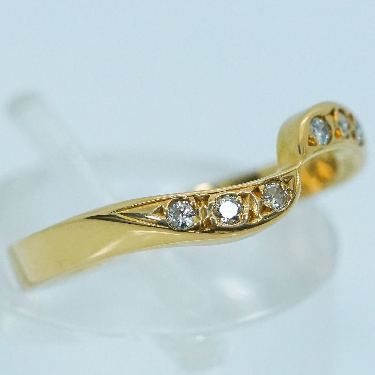 ★1円スタ！可愛いレディース【0.06ct】K18YG 2.0g ♯9 イエローゴールド ラウンドカット ダイヤモンドリング Diamond Ring 指輪 仕上げ済_画像3