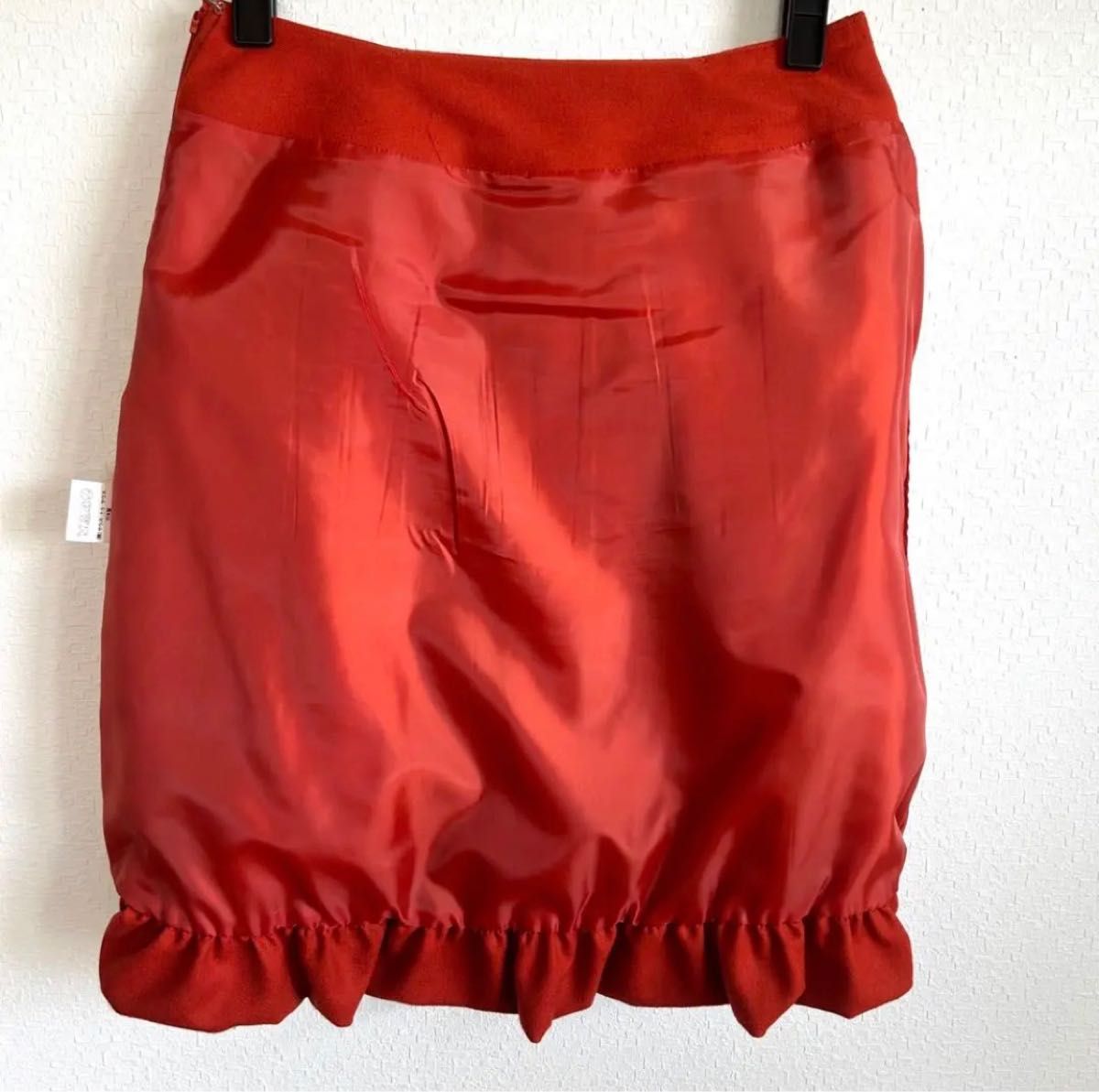 armoire capriceアーモワールカプリス　日本製　リボン付スカート　スカート　膝丈スカート　オレンジ　M フレアスカート