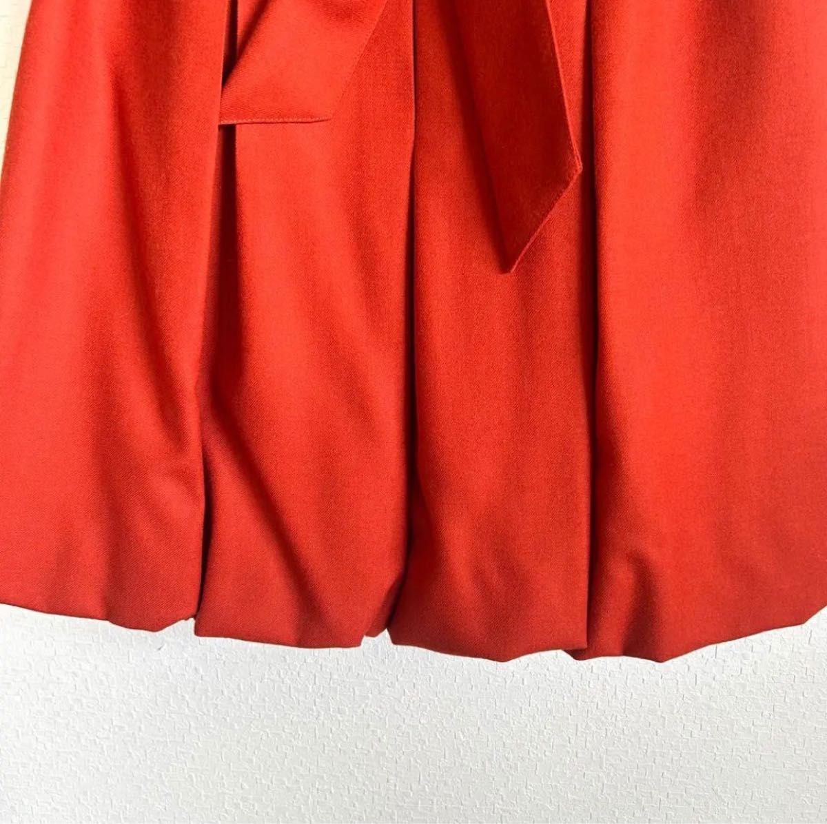 armoire capriceアーモワールカプリス　日本製　リボン付スカート　スカート　膝丈スカート　オレンジ　M フレアスカート