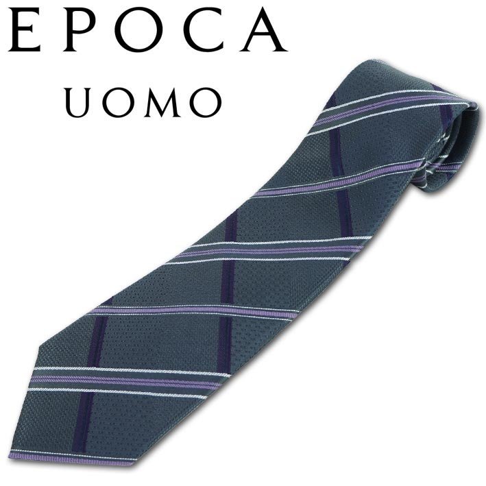 エポカウォモ EPOCA UOMO シルク チェック柄 ネクタイ チャコール 新品 正規品 メンズ 日本製
