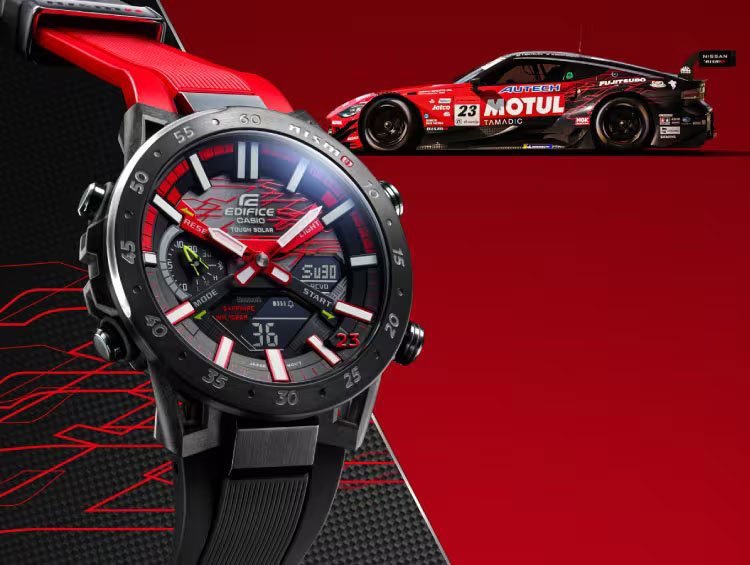 日産NISMOスーパーGT Z23 公式限定モデル ソーラー100m防水 カシオEDIFICE＆NISSANコラボ フェアレディ 腕時計スマホ連動BLUETOOTH