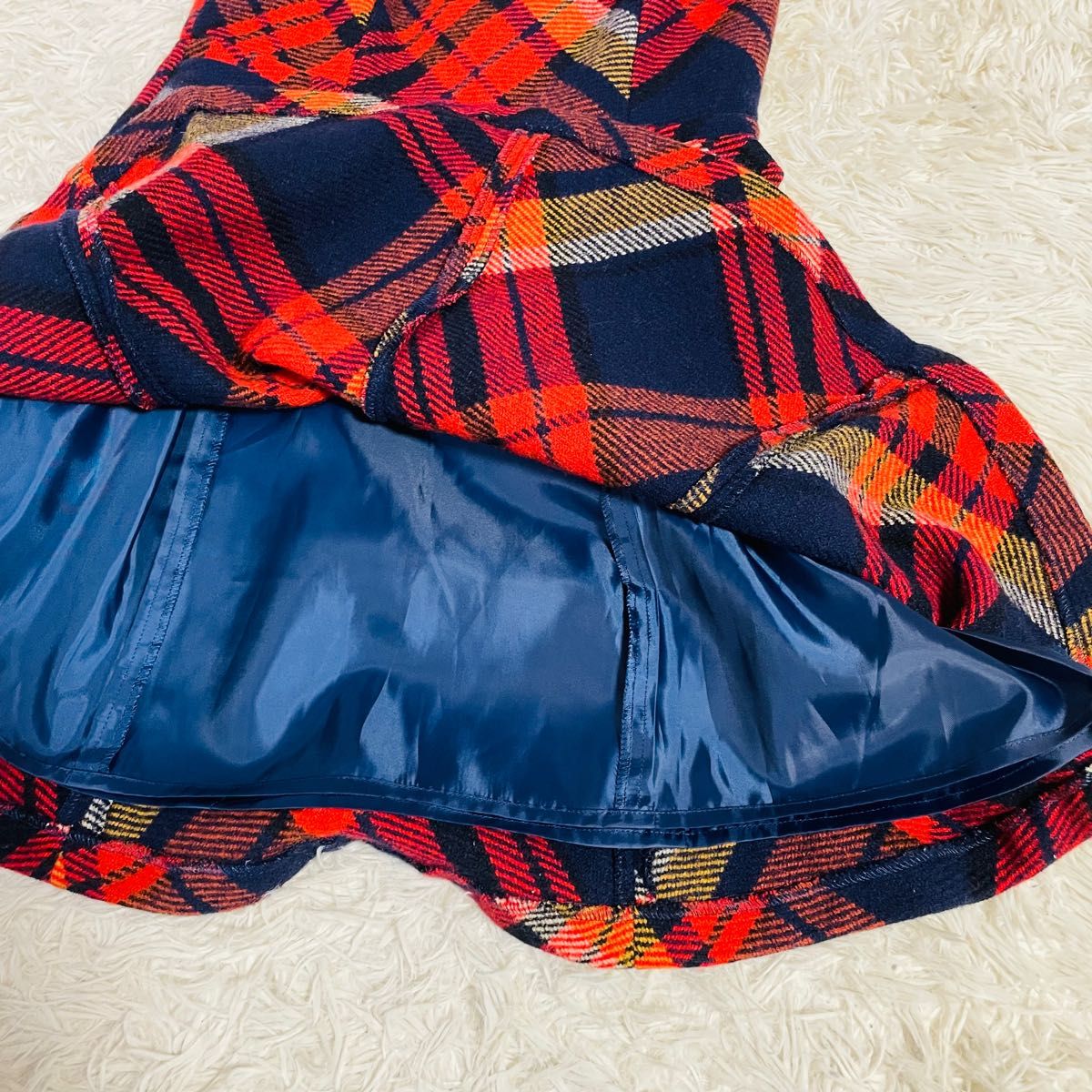【美品】バーバリーブルーレーベル ノバチェック柄 Aライン ウールワンピース