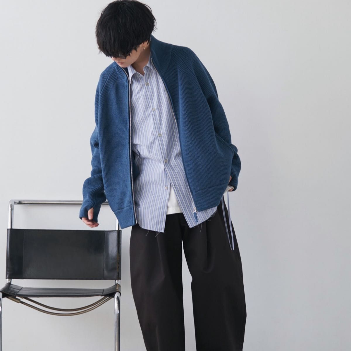 早い者勝ち!WYM HEAVY WEIGHT DRIVERS KNIT ブルー
