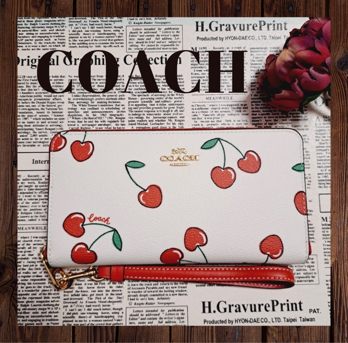 コーチ COACH 長財布 CF406 ハートチェリー ジップアラウンド リストレット　新品未使用　 箱付き シグネチャー 花柄