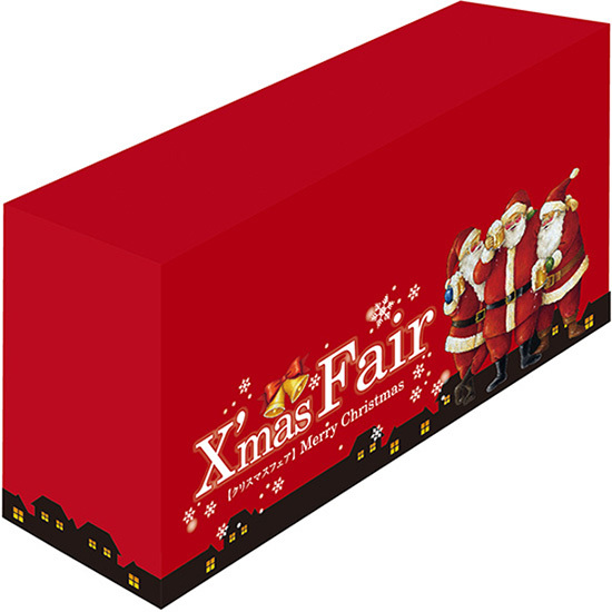 テーブルカバー 長机用 1800×700×450mm BOX縫製 Xmas Fair クリスマスフェア 赤 No.64704