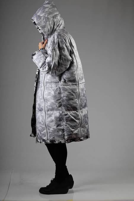 送料無料【未使用】FINAL HOME/archive 多重ジップ ダウンコート/白×迷彩/Y2K/ファイナルホーム/ISSEY  MIYAKE/down coat jacket