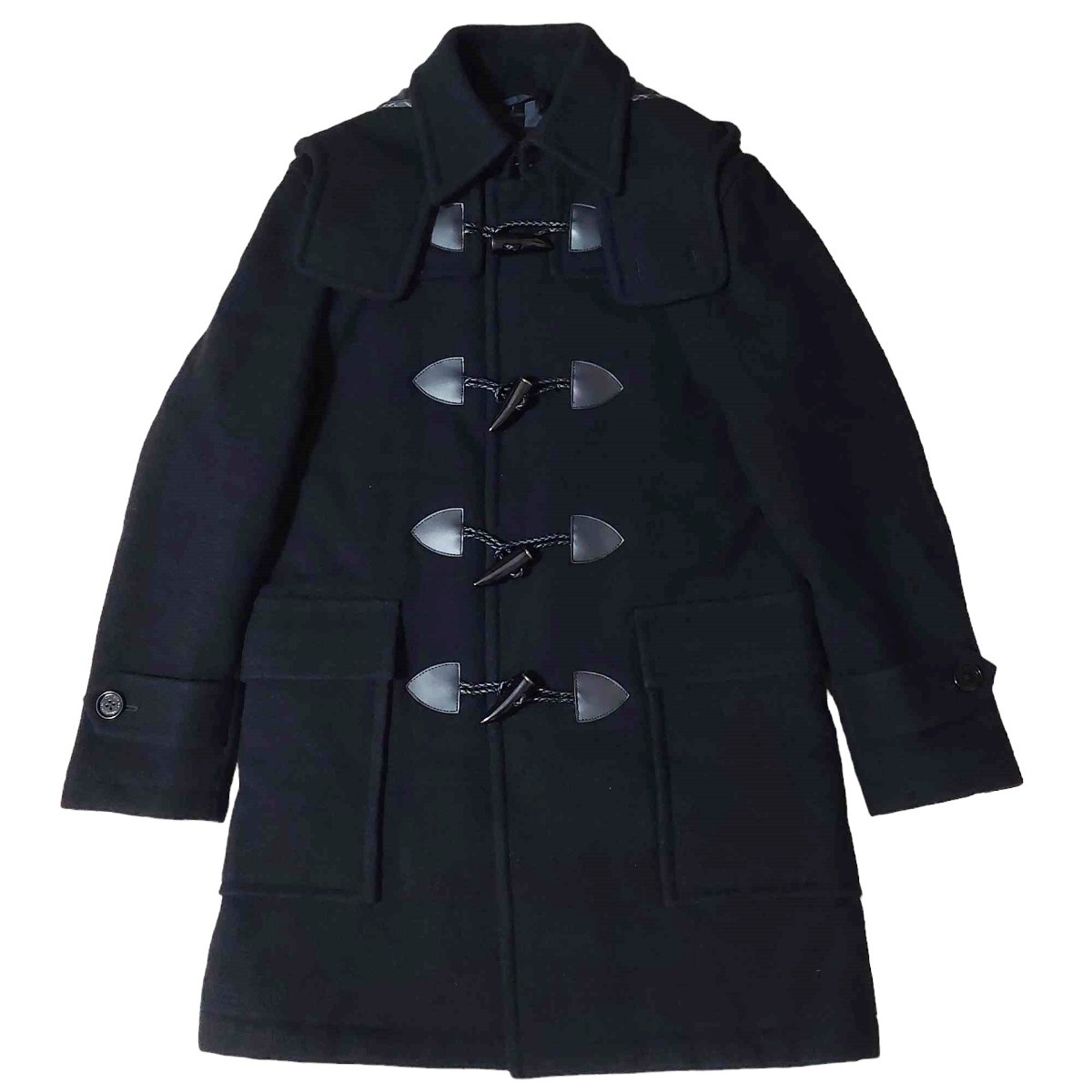 BURBERRY BLACK LABEL バーバリーブラックレーベル 山下智久着用モデル ダッフルコート ジャケット シャドーチェック ロゴボタン  ブラック