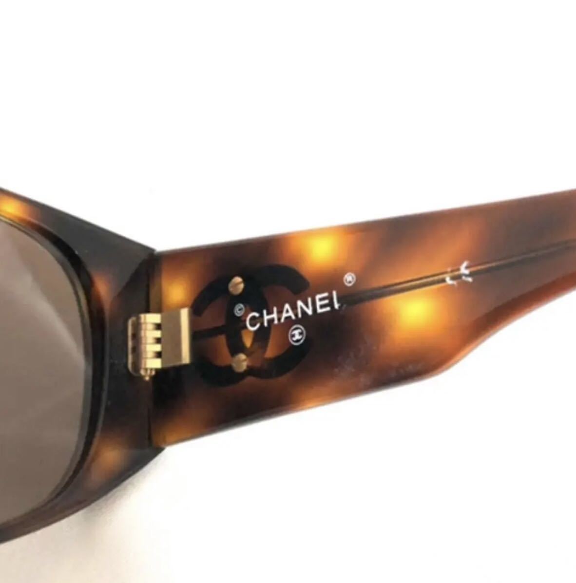  Chanel CHANEL here Mark Logo sunglasses Brown tea 01451 91235 tortoise shell style CC Gold metal fittings here Mark used 