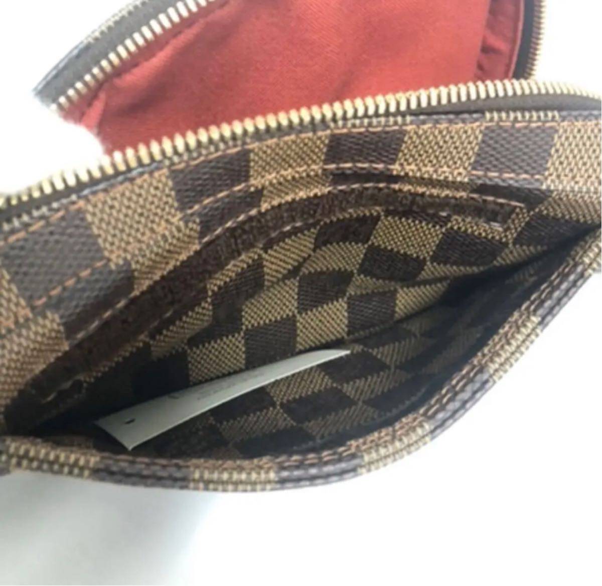 LOUIS VUITTON ルイヴィトン ダミエ ジェロニモス ウエストポーチ ショルダー バッグ ブラウン 中古_画像5