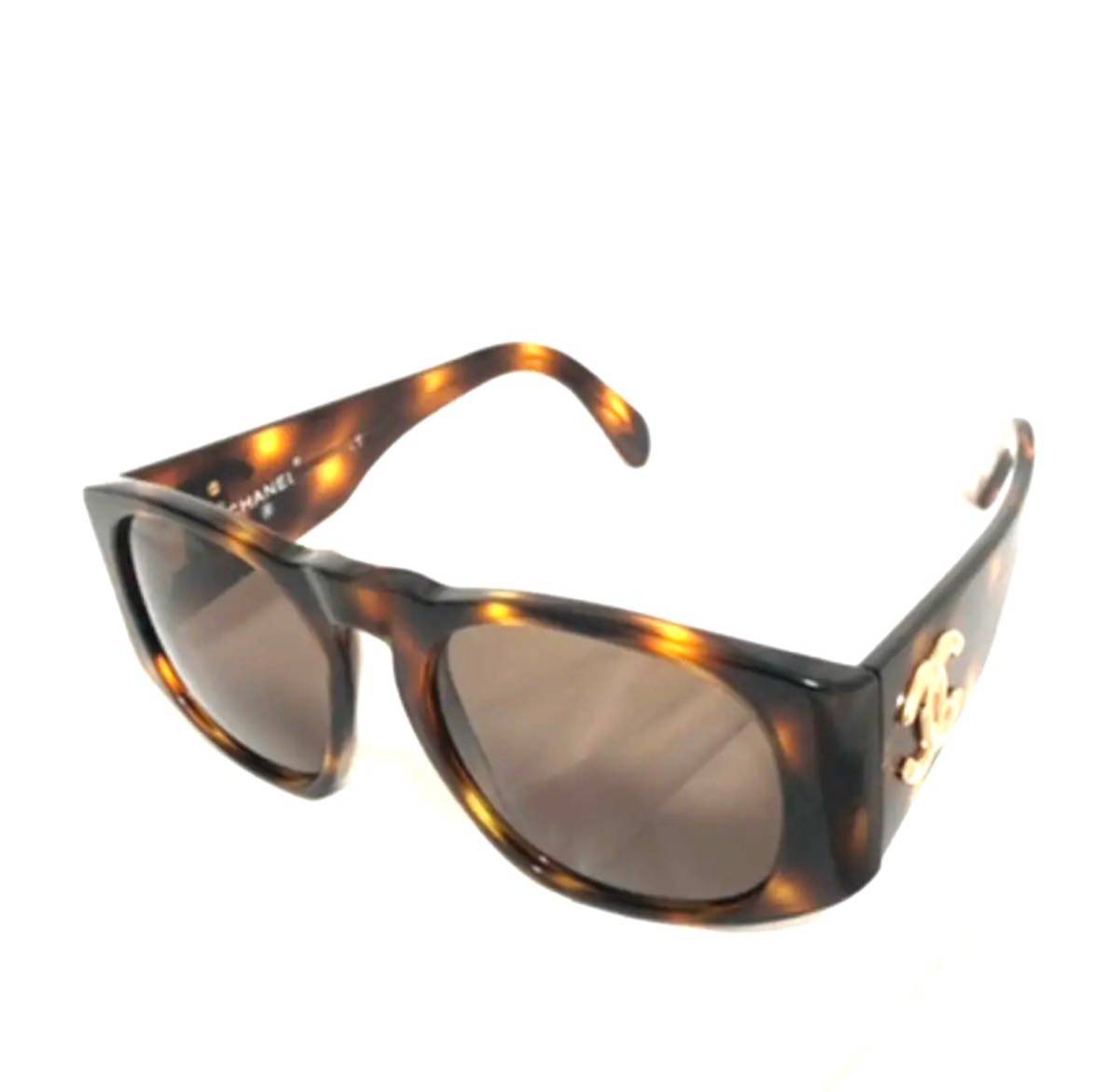  Chanel CHANEL here Mark Logo sunglasses Brown tea 01451 91235 tortoise shell style CC Gold metal fittings here Mark used 