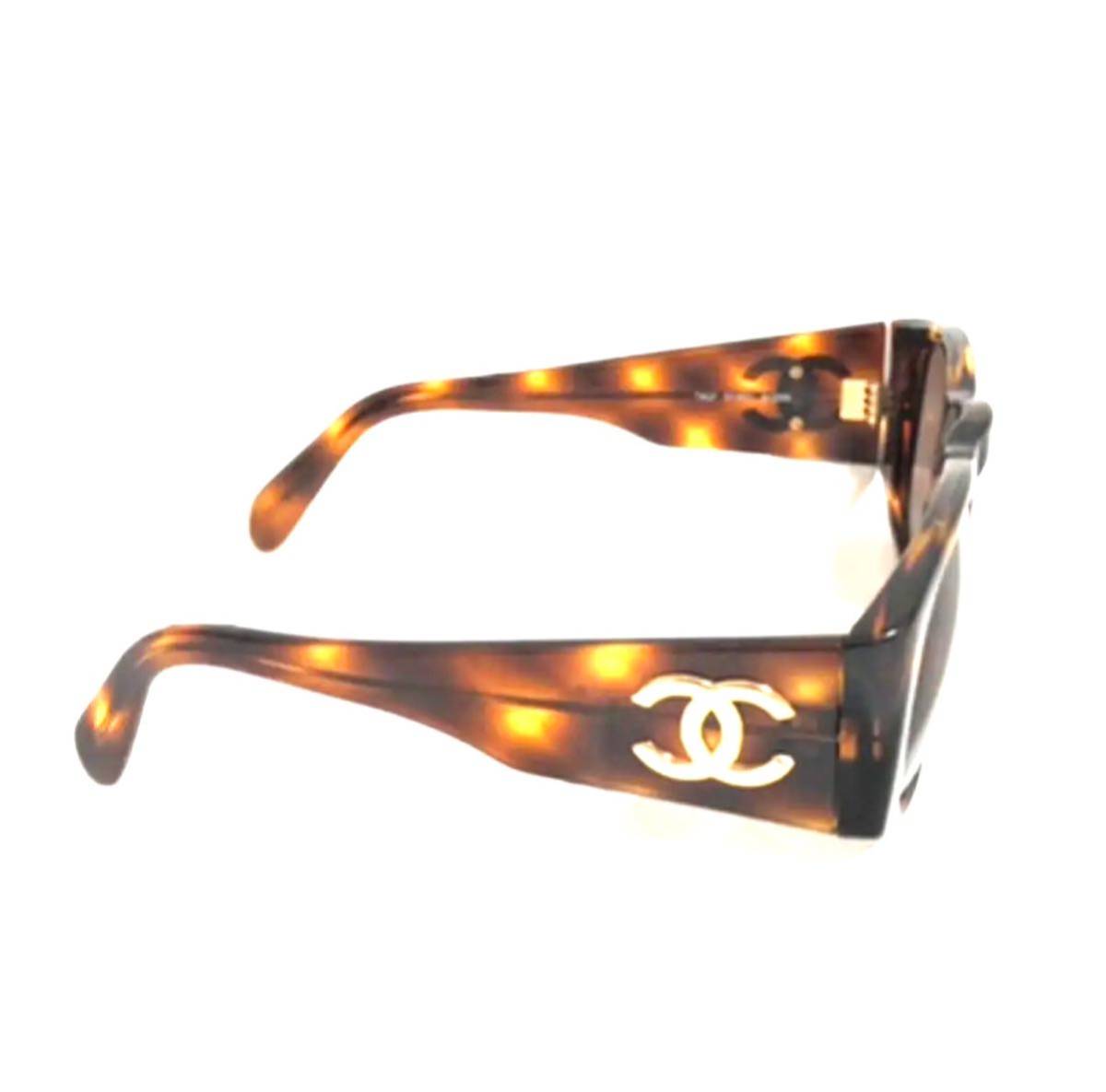  Chanel CHANEL here Mark Logo sunglasses Brown tea 01451 91235 tortoise shell style CC Gold metal fittings here Mark used 