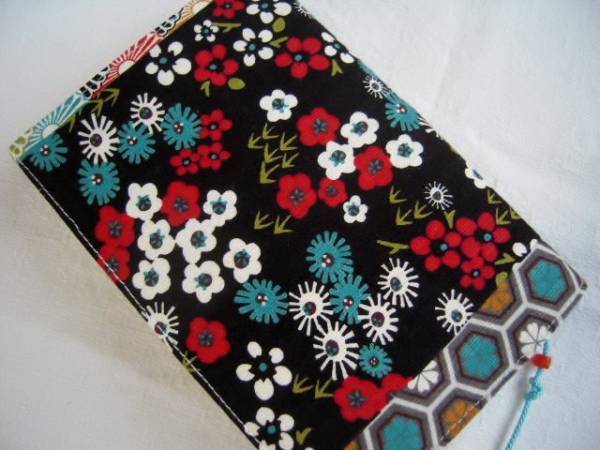 *am* hand made book cover modern . peace pattern / black x small flower @ library book