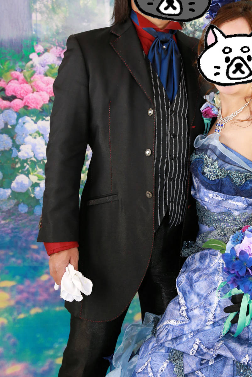 EXCEL結婚式新郎用ブライダル衣装メンズフォーマル３点セット高級タキシードYMサイズ日本製ウエディングえ21_画像1