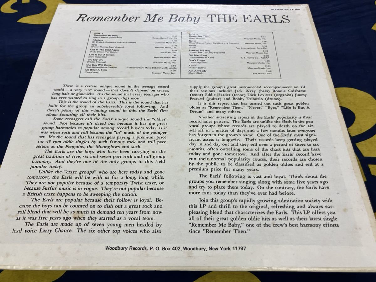The Earls★中古LP/US盤「ジ・アールズ～Remember Me Baby」_画像2