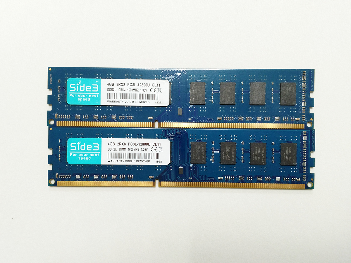 Side3 デスクトップ用メモリ 8GB(4GB×2) DDR3L PC3L-12800U DIMM 1600zMHZ 2Rx8_画像1