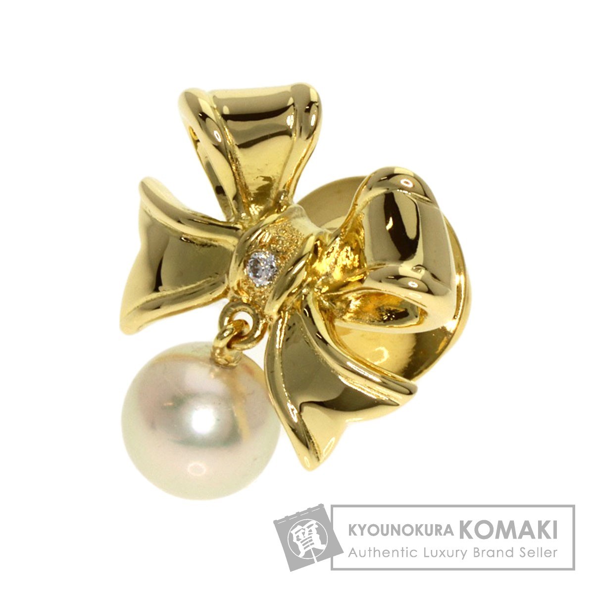 MIKIMOTO ミキモト パール 真珠 ピンブローチ ブローチ K18イエローゴールド レディース 中古