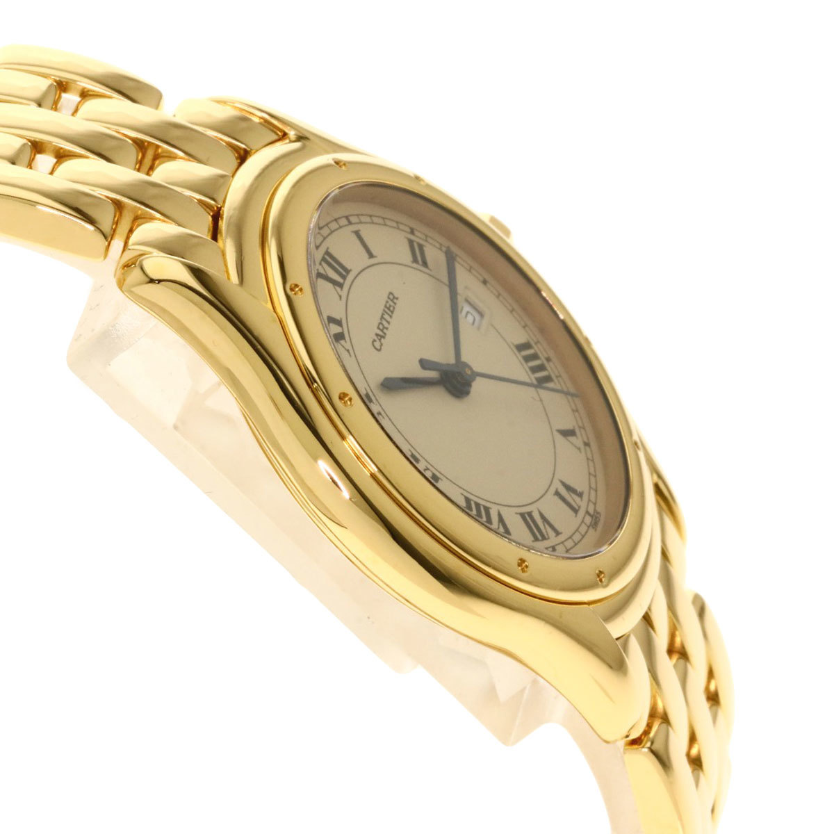 CARTIER Cartier bread tail cougar LM wristwatch K18 yellow gold K18YG men's used 