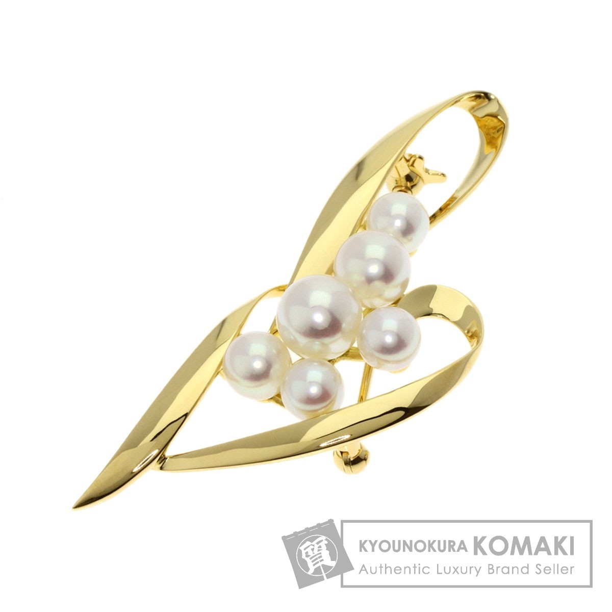 MIKIMOTO ミキモト K18 3粒パール ピンブローチ アコヤ真珠-