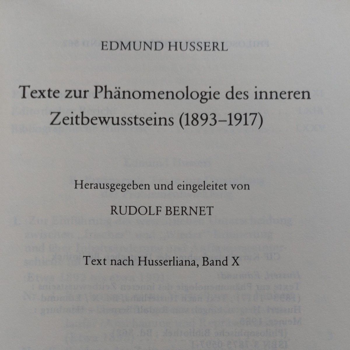 Texte zur Phnomenologie des inneren Zeitbewutseins   