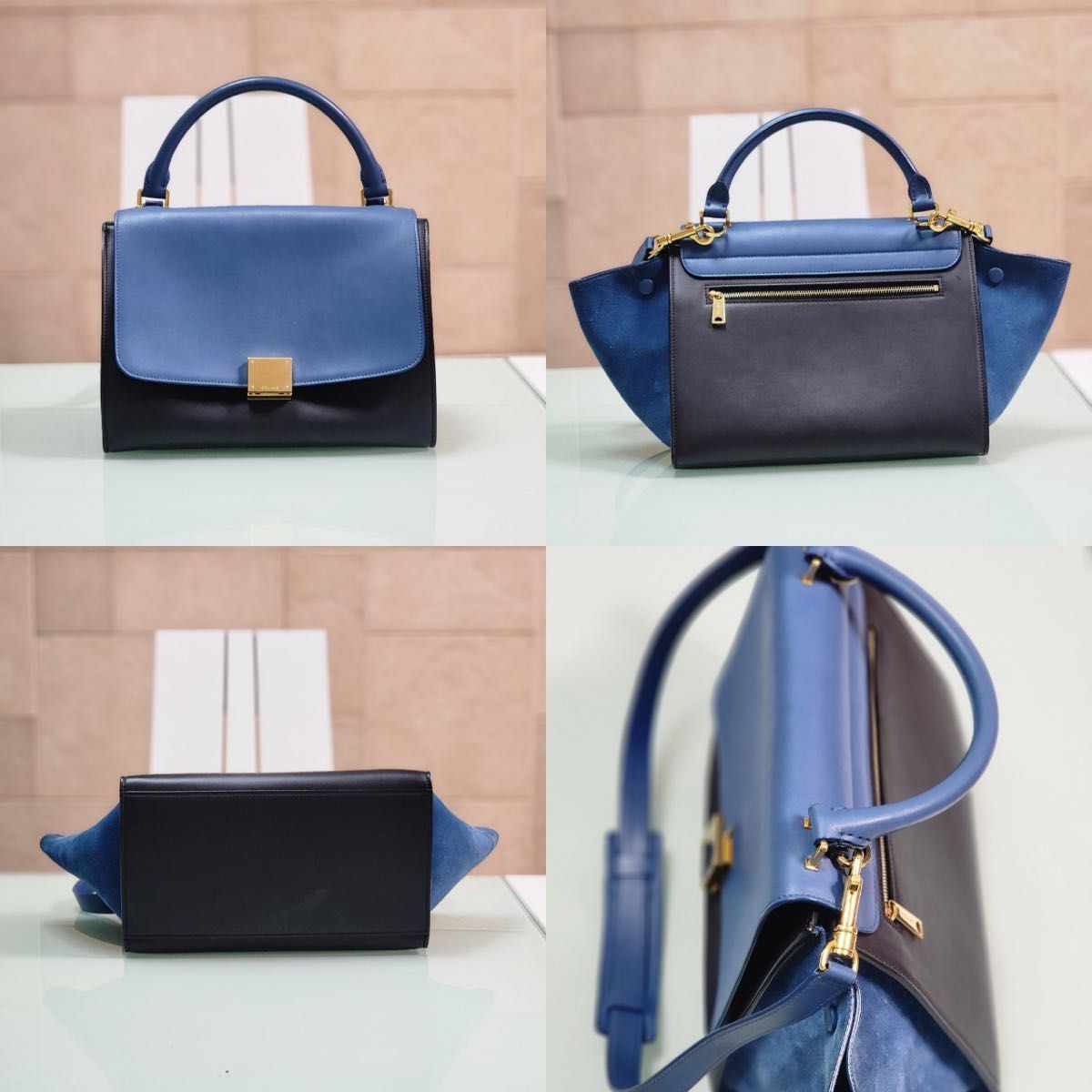 CELINE/セリーヌ/トラペーズ/2WAYショルダーバッグ/ブルー/美品-