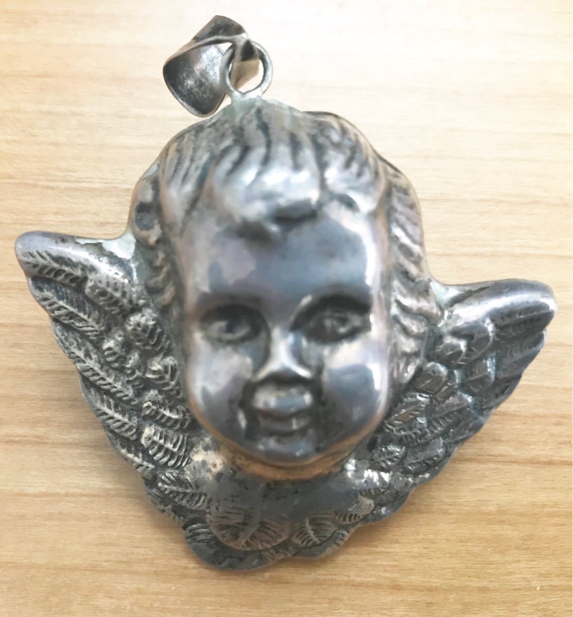  античный Vintage ангел Angel enzeruANGEL Victoria перо серебряный silver подвеска колье head верх 