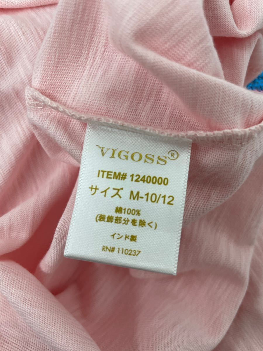 VIGOSS 女の子 キッズ 半袖Tシャツ 3枚セット M (10/12) スパンコール レインボー 虹 星 綿100% まとめてお得の画像6