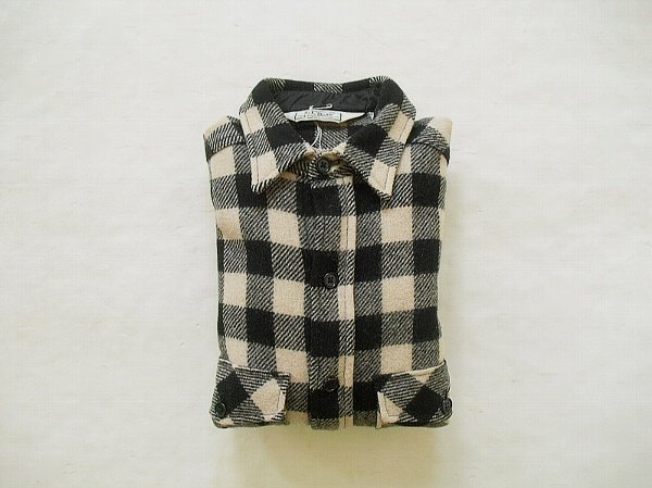 L.L.Bean Wool Shirt （1980年代） エルエルビーン　ウールシャツ　Made in U.S.A.　モノクロ　＠M　バッファローチェック　ヴィンテージ_画像1