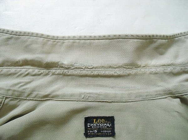 Lee CHETOPA Cotton Twill Shirt（1960s） リー チェトパ コットンツイル シャツ Made in U.S.A ＠M ベージュ 黒タグ ヴィンテージの画像10