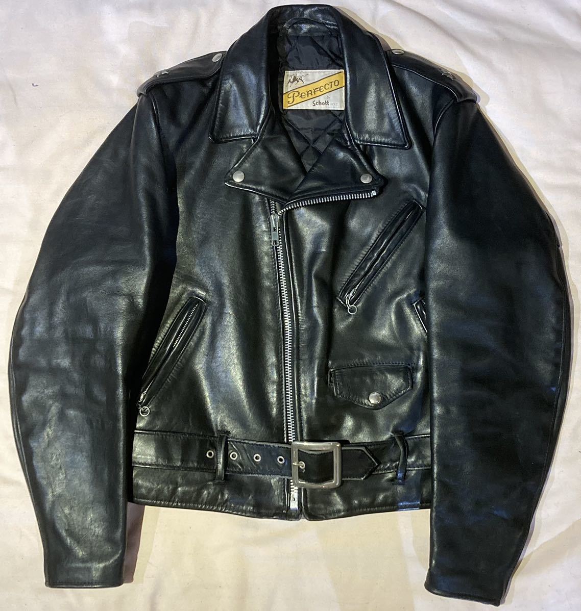 春夏新作モデル LEATHER RACER CLASSIC schott JACKET M 黒 汚れ加工