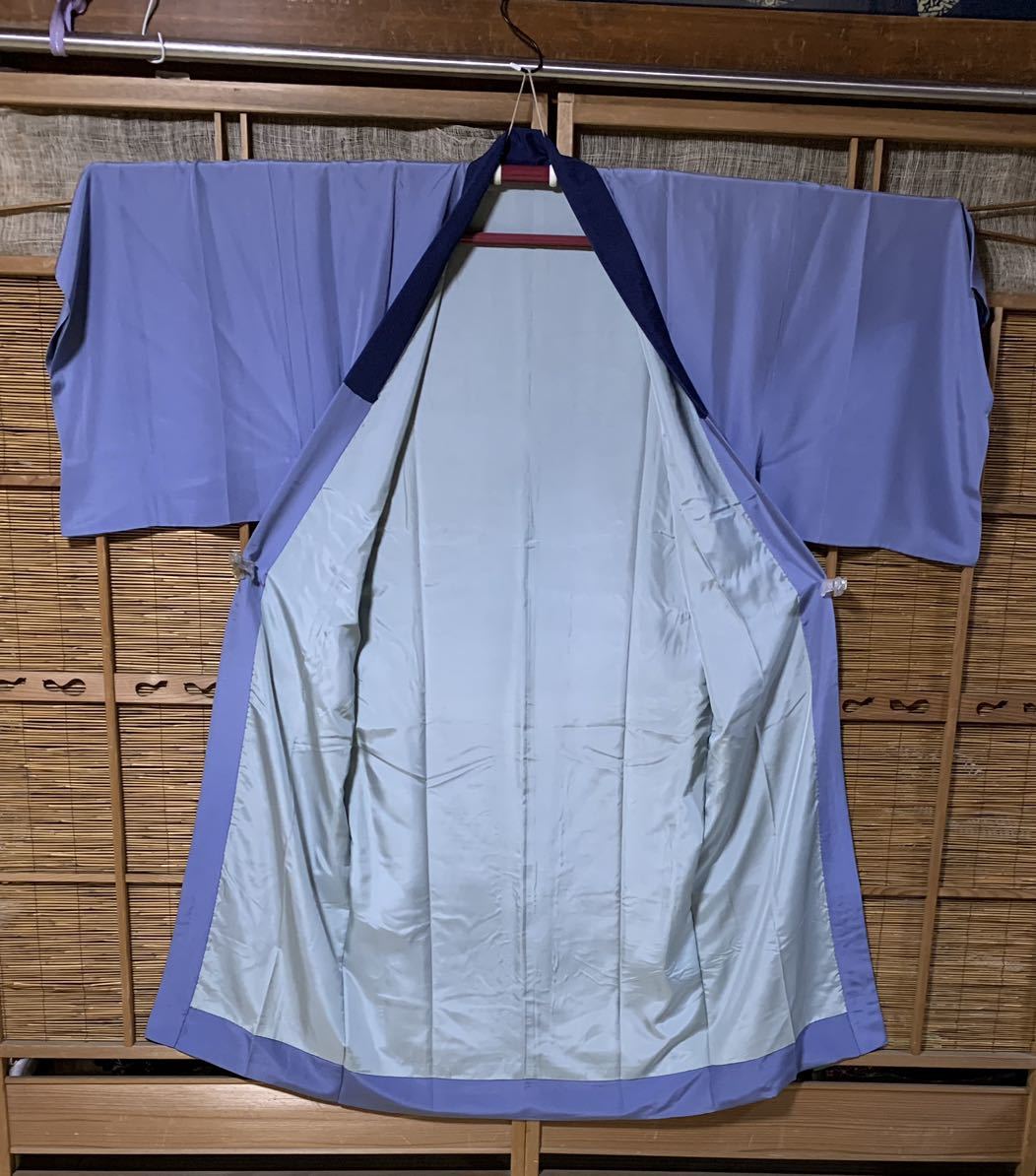 男着物長襦袢 正絹羽二重 半衿付き袷仕立て 五十三次の草津絵柄 N320