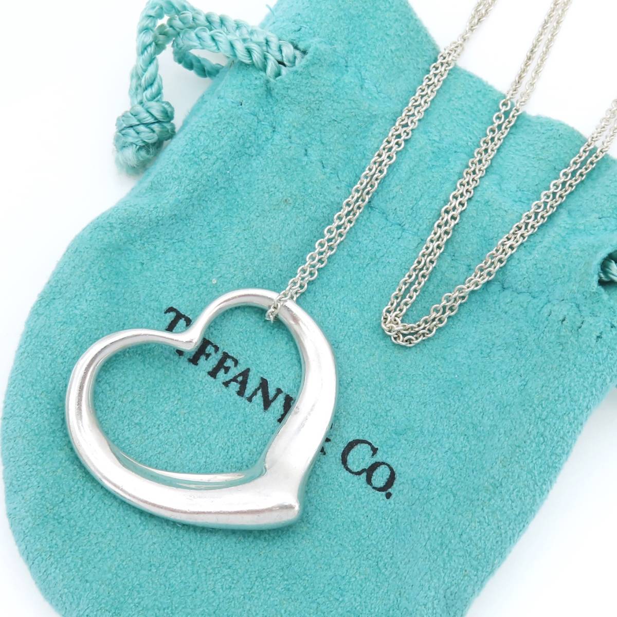 【送料無料】 美品 Tiffany&Co. ティファニー エクストラ ラージ XL オープン ハート シルバー ロング ネックレス STERLING ペレッティ SK3_画像1